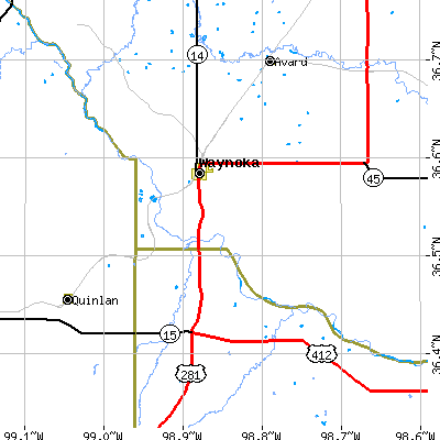 Zip code 73860 close-up map