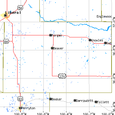 Zip code 73932 close-up map