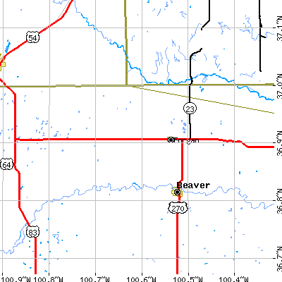 Zip code 73938 close-up map