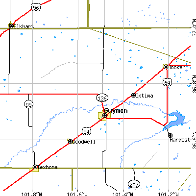 Zip code 73942 close-up map