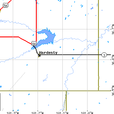 Zip code 73944 close-up map