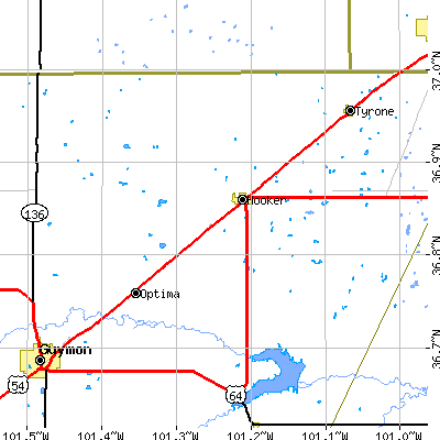 Zip code 73945 close-up map