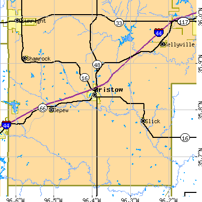 Zip code 74010 close-up map