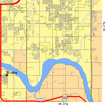 Zip code 74011 close-up map