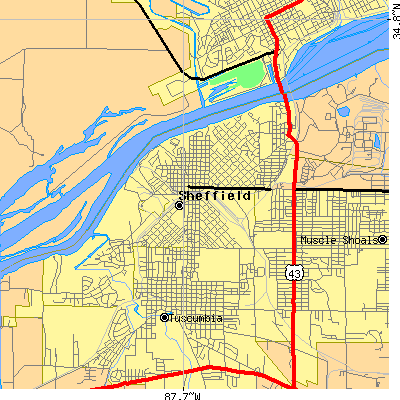 Zip code 35660 close-up map