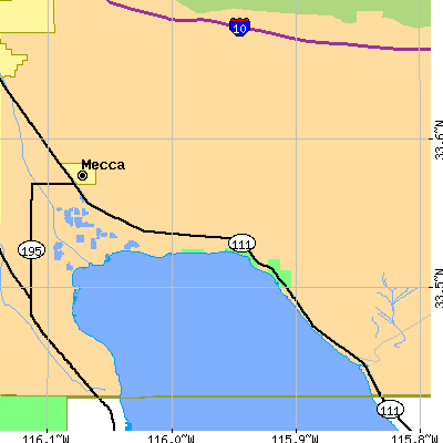Zip code 92254 close-up map