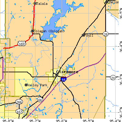Zip code 74017 close-up map