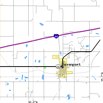 Zip code 74026 close-up map