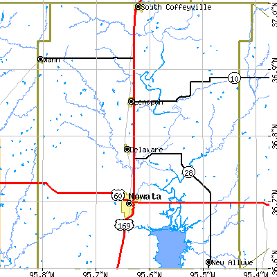 Zip code 74027 close-up map