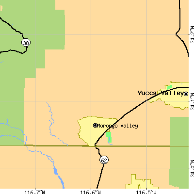 Zip code 92256 close-up map