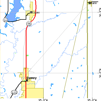 Zip code 74029 close-up map