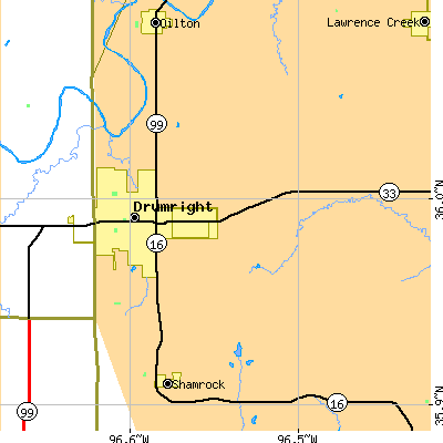 Zip code 74030 close-up map