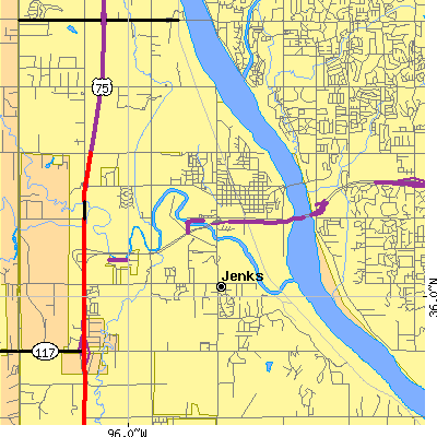 Zip code 74037 close-up map