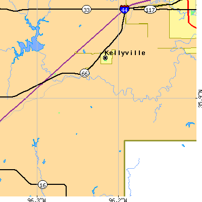 Zip code 74039 close-up map