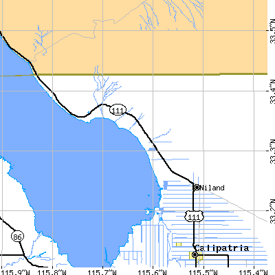 Zip code 92257 close-up map