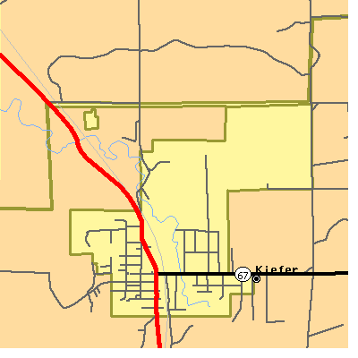 Zip code 74041 close-up map