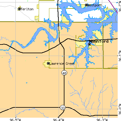 Zip code 74044 close-up map