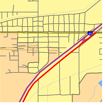 Zip code 74050 close-up map