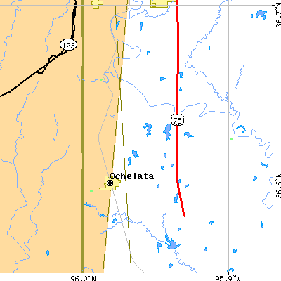 Zip code 74051 close-up map