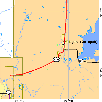 Zip code 74053 close-up map