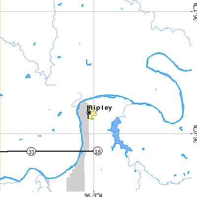 Zip code 74062 close-up map