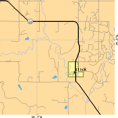 Zip code 74071 close-up map