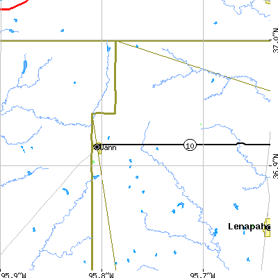 Zip code 74083 close-up map