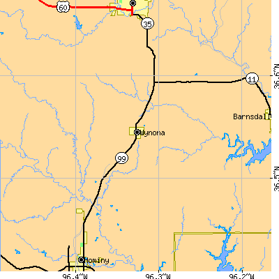Zip code 74084 close-up map