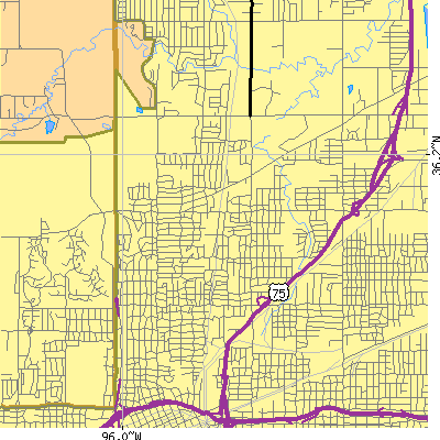 Zip code 74106 close-up map