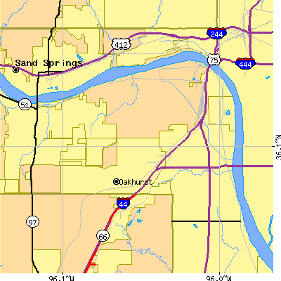 Zip code 74107 close-up map