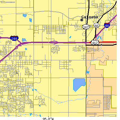 Zip code 74108 close-up map