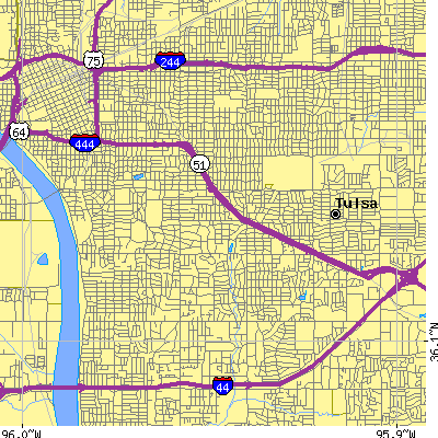 Zip code 74114 close-up map