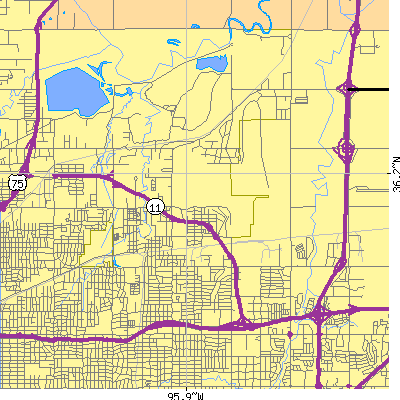 Zip code 74115 close-up map