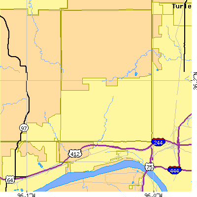 Zip code 74127 close-up map