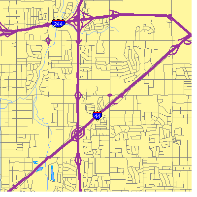 Zip code 74128 close-up map