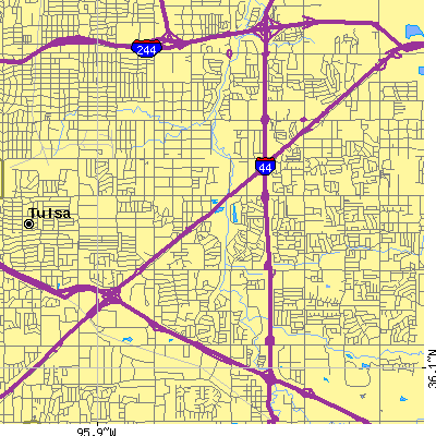 Zip code 74129 close-up map