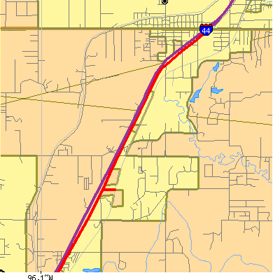 Zip code 74131 close-up map