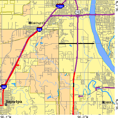 Zip code 74132 close-up map