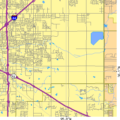Zip code 74134 close-up map