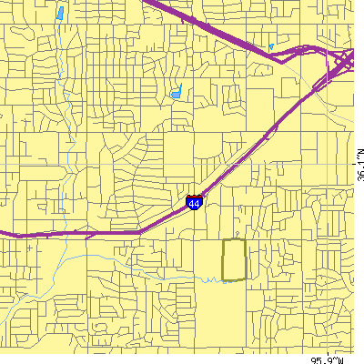 Zip code 74135 close-up map
