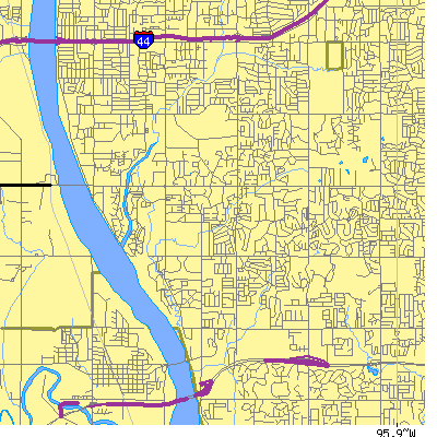 Zip code 74136 close-up map