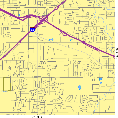 Zip code 74145 close-up map