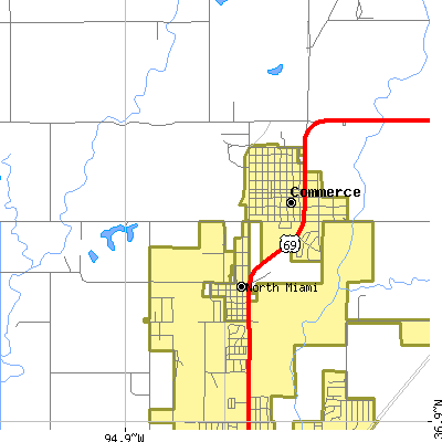 Zip code 74339 close-up map