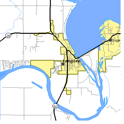 Zip code 74350 close-up map