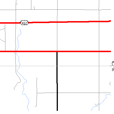 Zip code 74368 close-up map