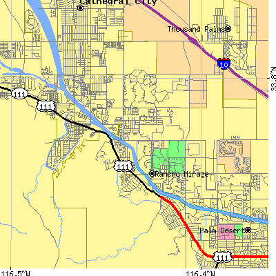 Zip code 92270 close-up map
