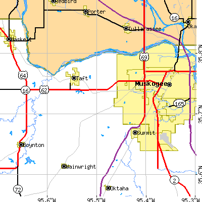 Zip code 74401 close-up map