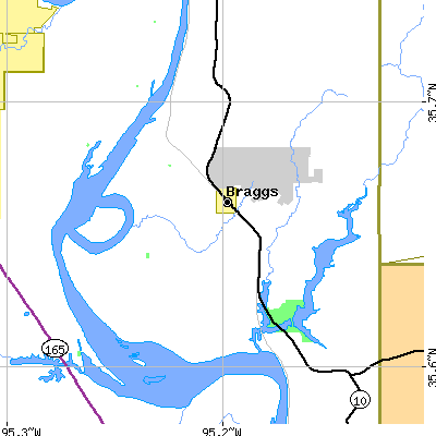 Zip code 74423 close-up map