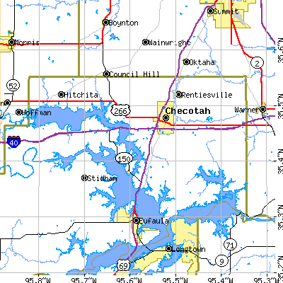 Zip code 74426 close-up map