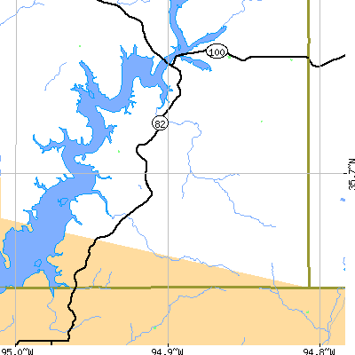 Zip code 74427 close-up map